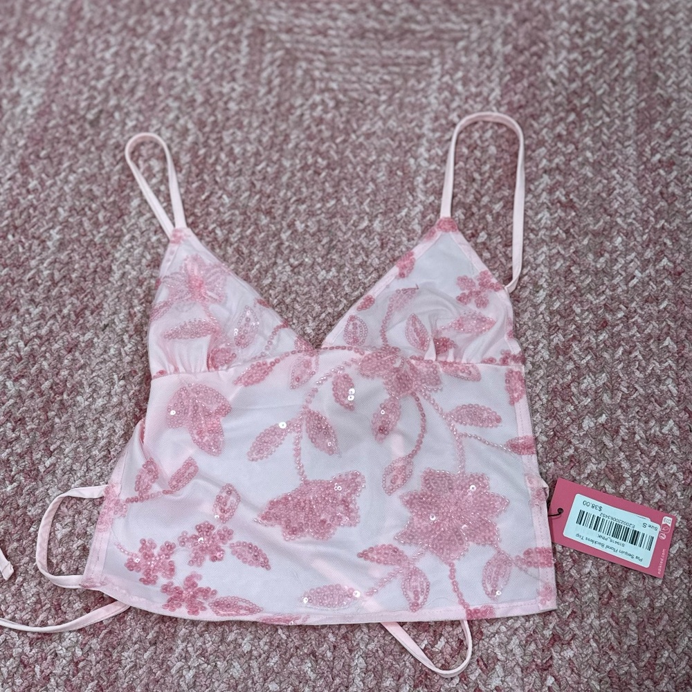 edikted sequin pink top (With tags)